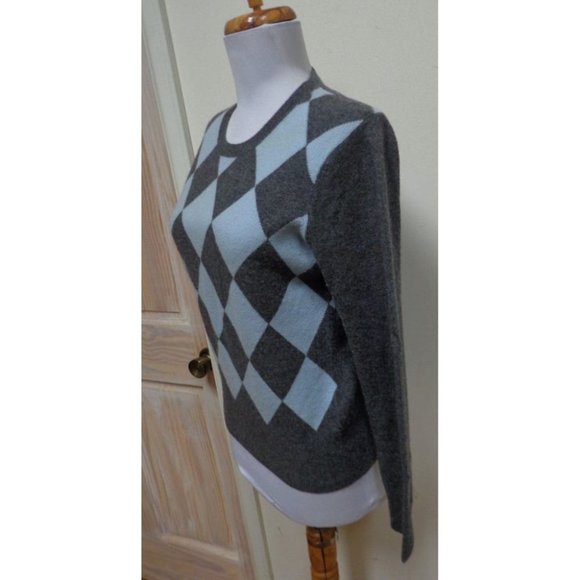 VGUC - TWEEDS Diamond Design 100% Cashmere Crewneck Sweater - Size M - Picture 3 of 6